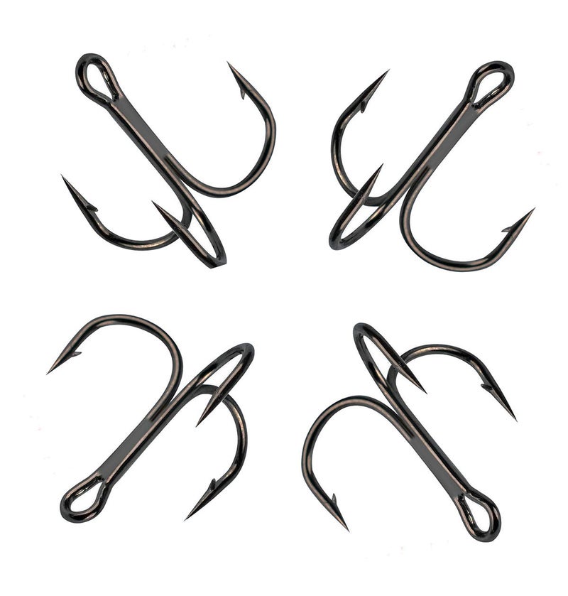 AMHDV 100pcs Treble Hooks Barbed Sharp Treble Hook for Freshwater and Saltwater (Black, 6# 100pcs) - Image 5